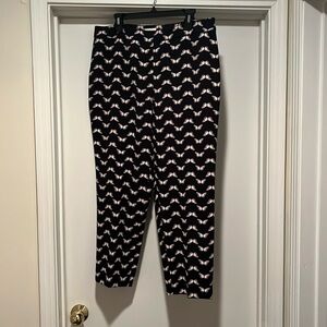 Kate Spade side zip butterfly patterned crepe ankle trousers.  Polyspandex blend
